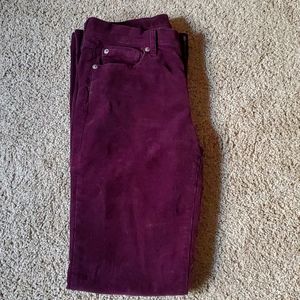 Gap, dark purple corduroy boot cut jeans. In the size 27P.